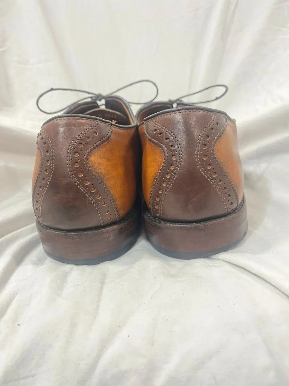 Allen Edmonds Shelton Two Tone Brown Leather Saddle Oxford Dress Shoes Mens 12 E